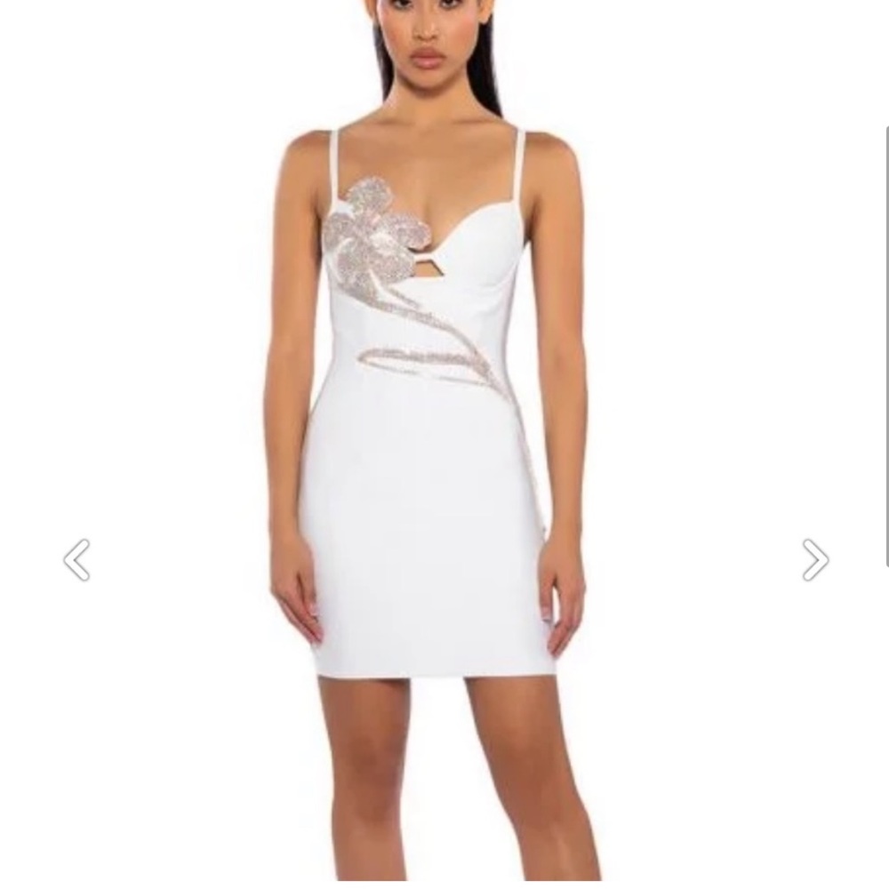 White embellished flower dress